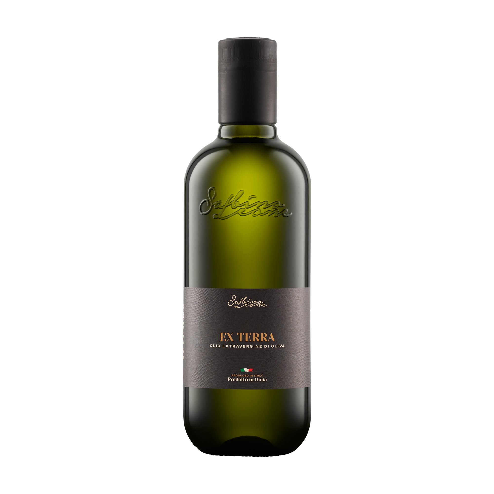 500 ml bottle of Sabino Leone Ex Terra extra virgin olive oil from Puglia, Italy.