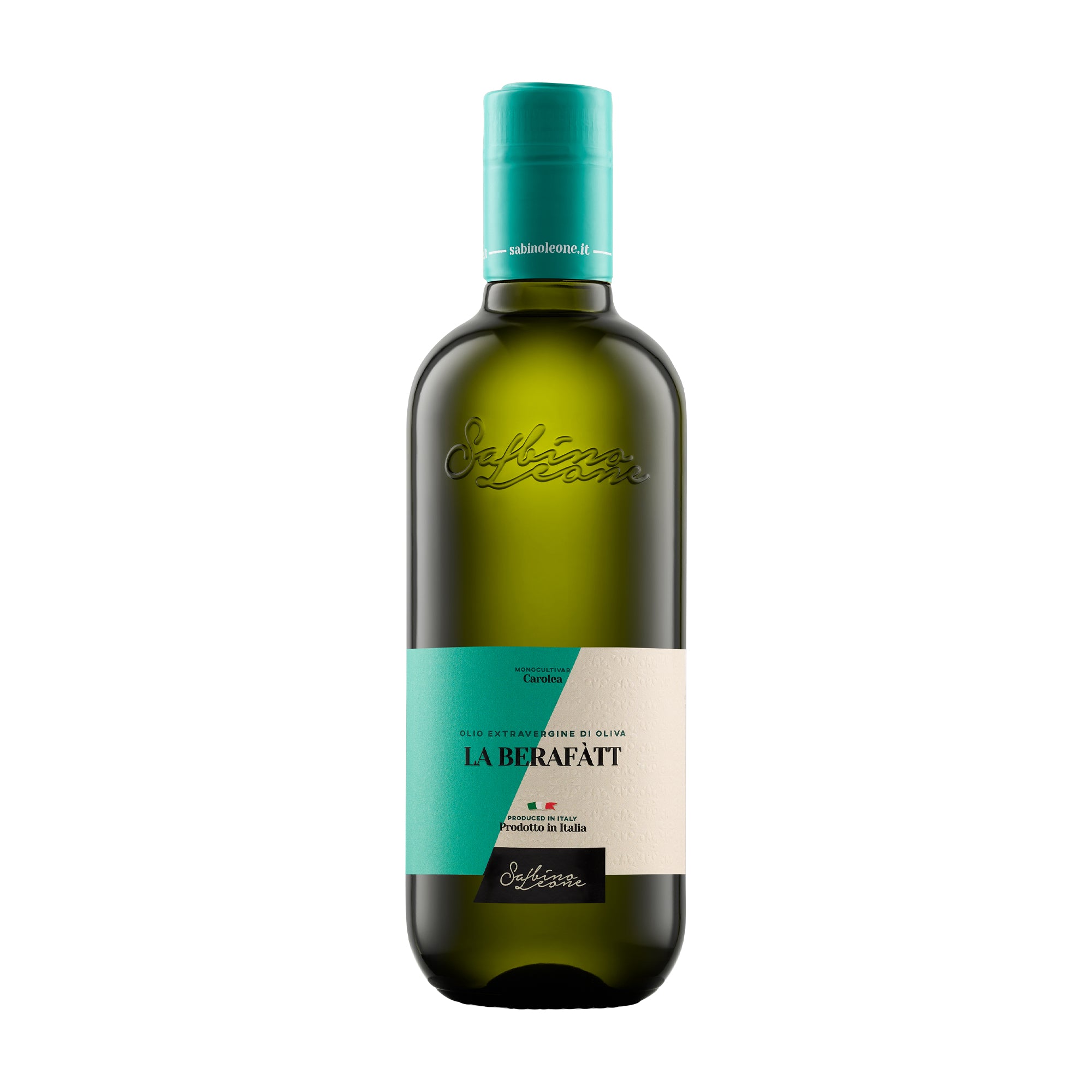 500 ml bottle of Sabino Leone La Berafatt extra virgin olive oil.