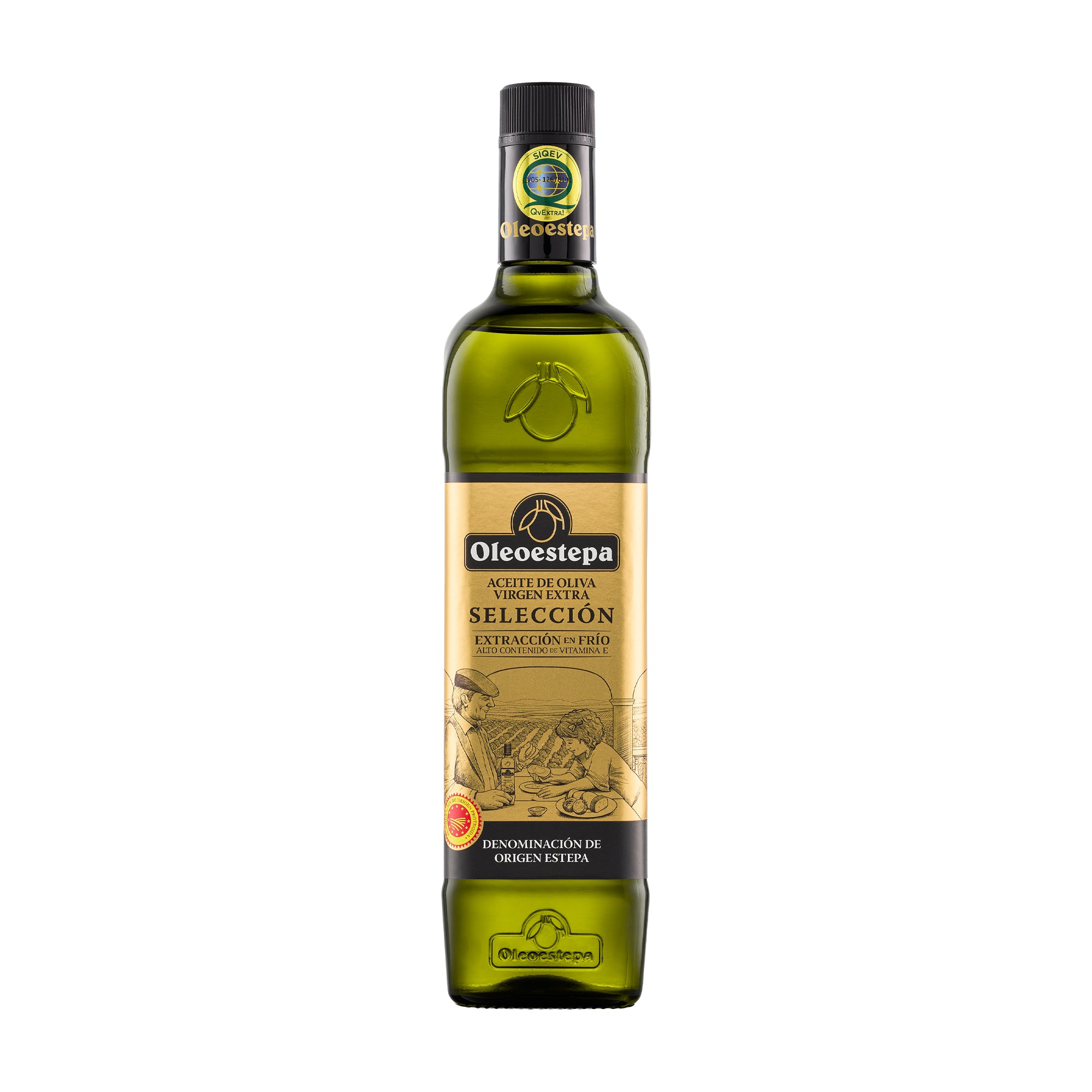 750 ml bottle of Oleoestepa Selección extra virgin olive oil from Andalusia, Spain.