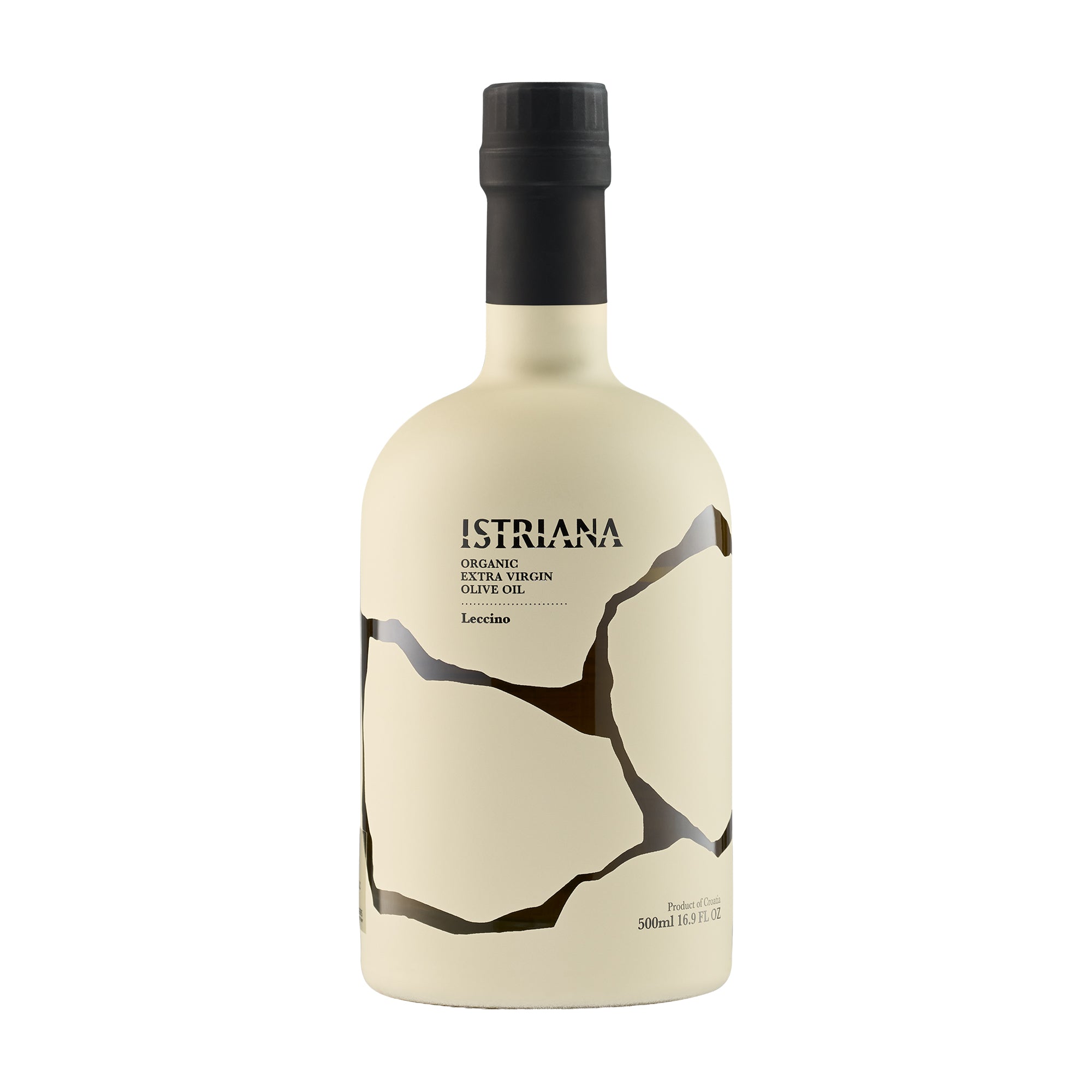 500 ml bottle of Istriana Organic Leccino extra virgin olive oil from Istria, Croatia.