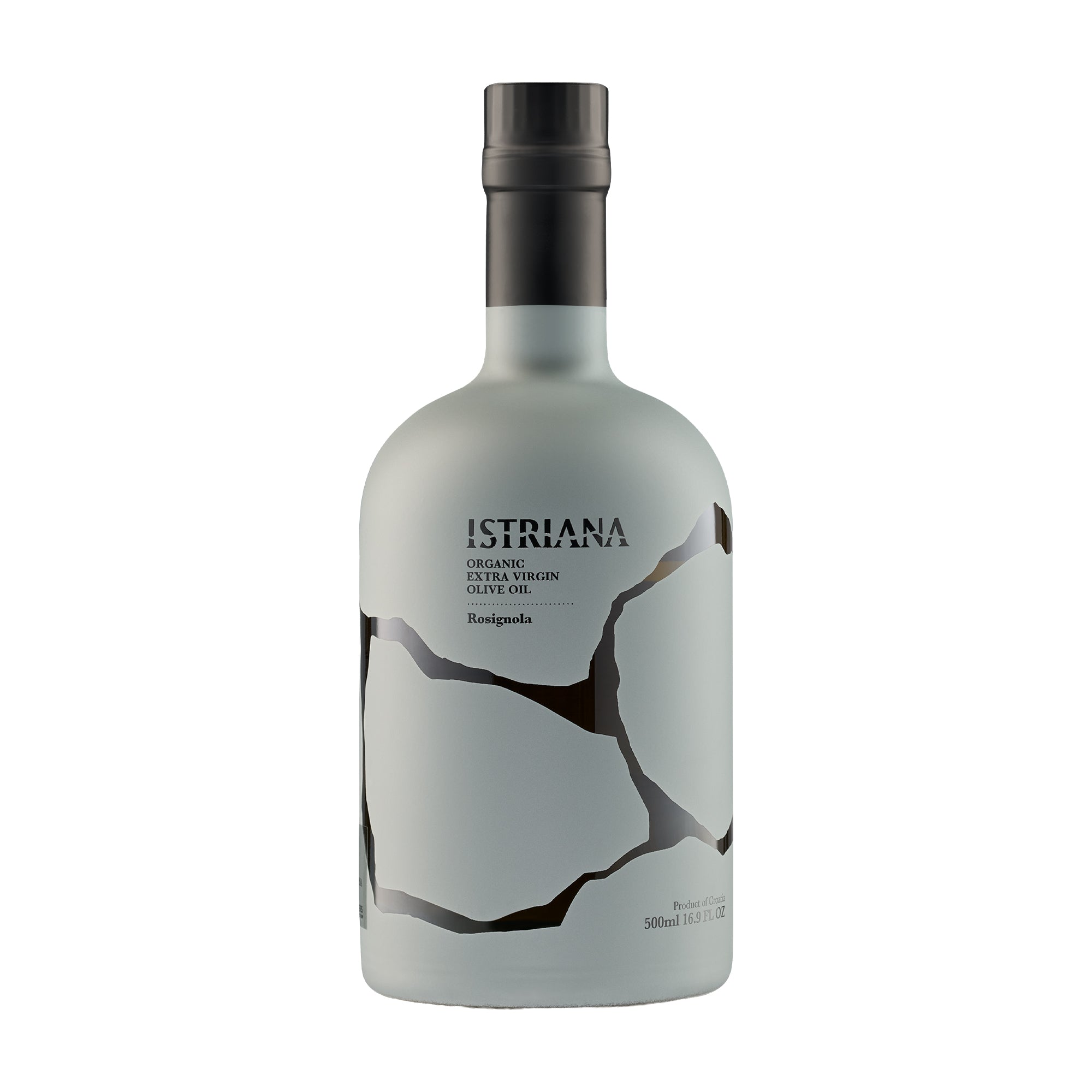 500 ml bottle of Istriana Organic Rosignola extra virgin olive oil from Istria, Croatia.