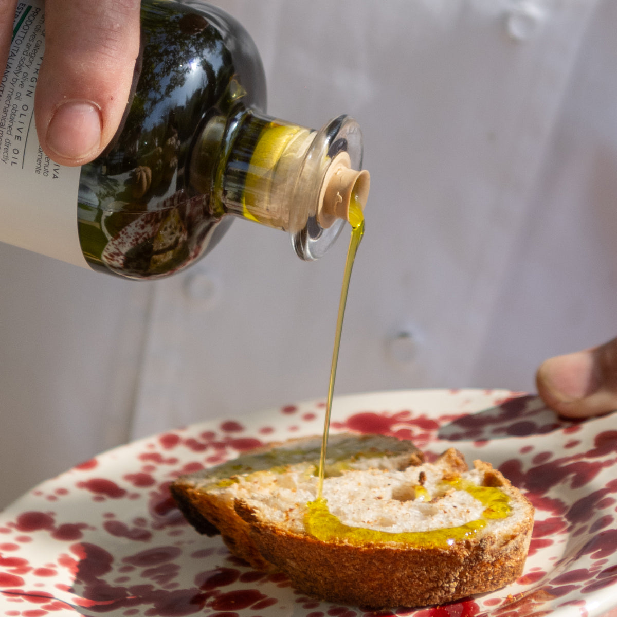 Guglielmi Fior D’O Nuovo poured over rustic bread.