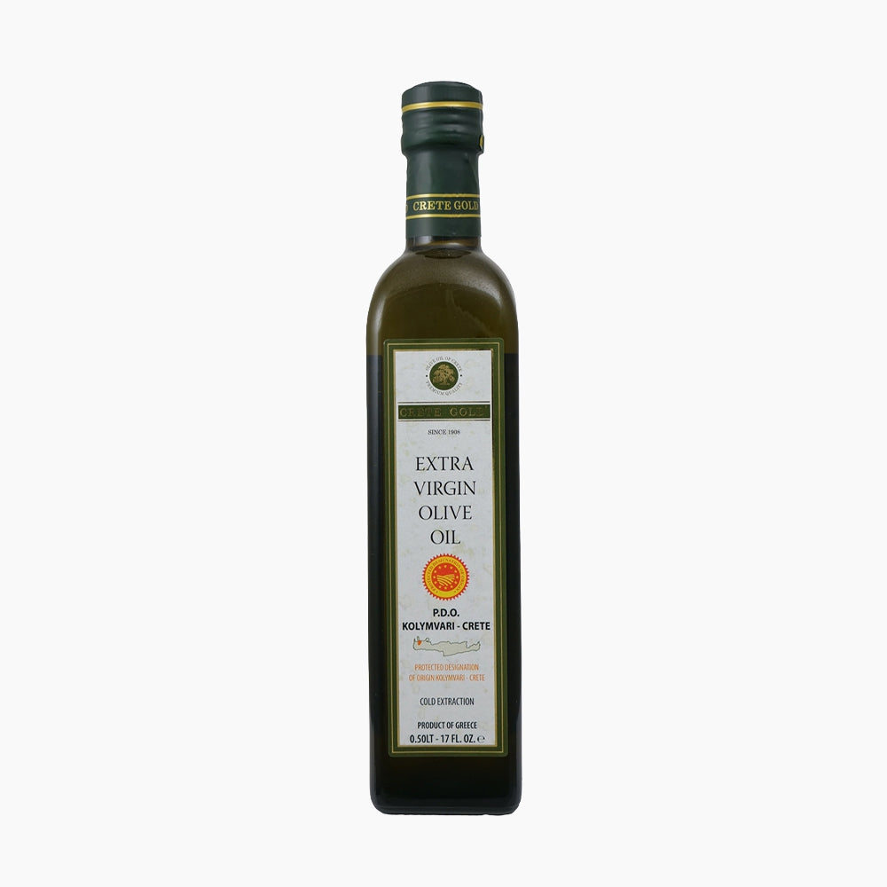 500 ml bottle of Crete Gold PDO Kolymvari extra virgin olive oil from Crete, Greece.