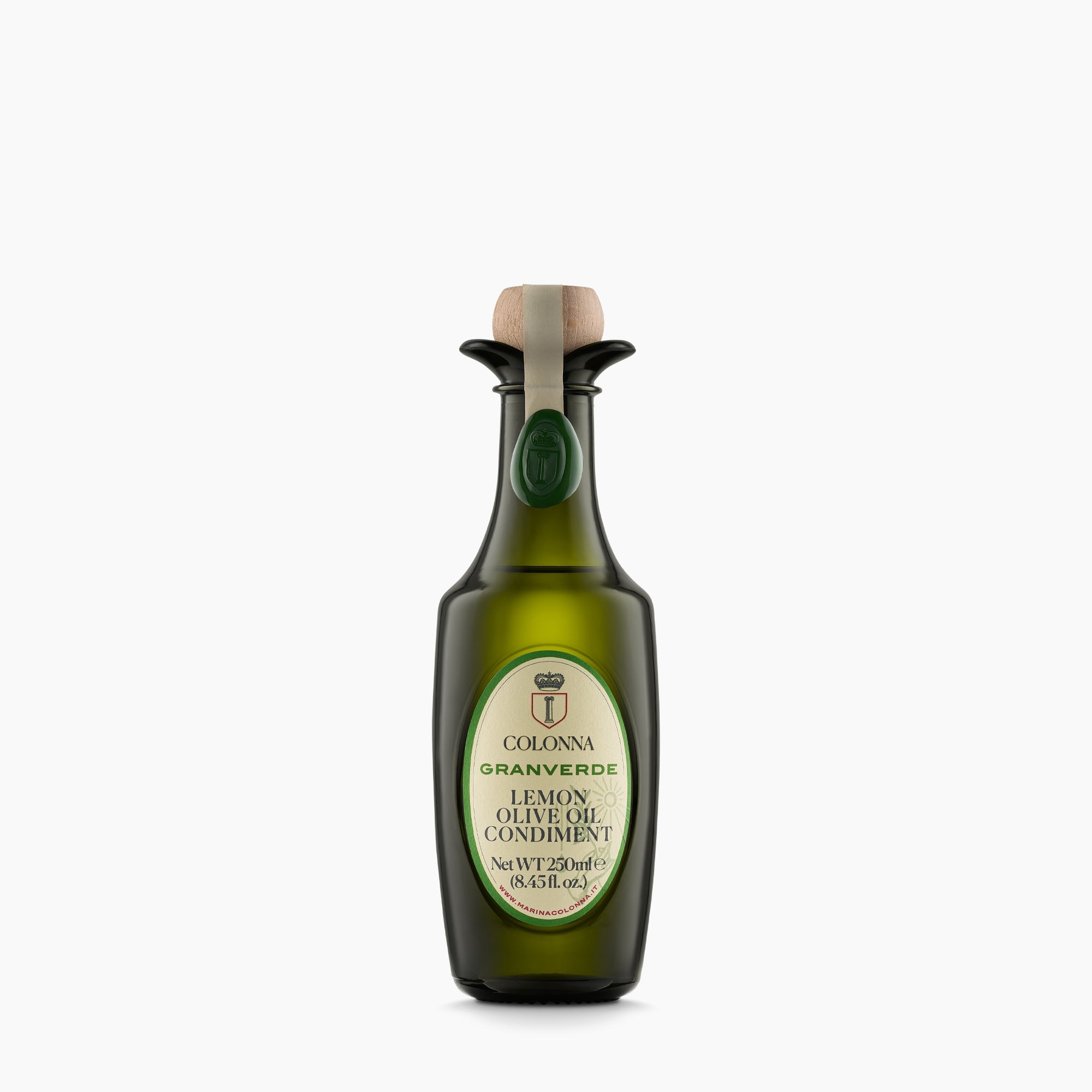 250 ml bottle of Colonna Granverde Lemon extra virgin olive oil from Molise, Italy.