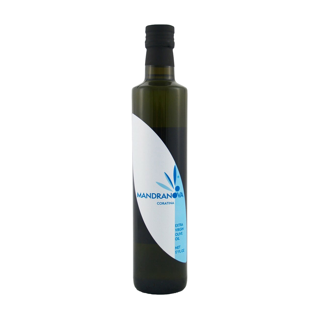 Mandranova Coratina 500 ml extra virgin olive oil bottle from Sicily, Italy.