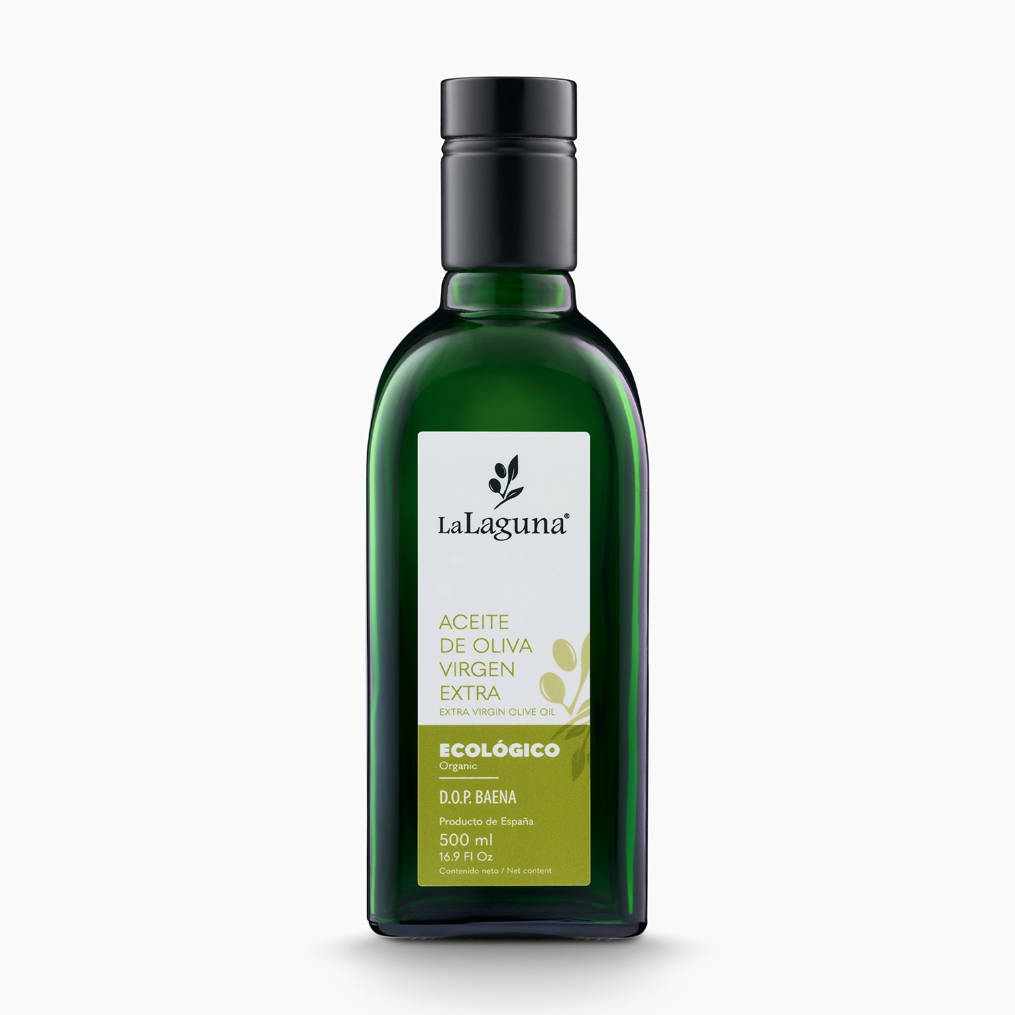 500 ml bottle of La Laguna Organic extra virgin olive oil from Andalusia, Spain.