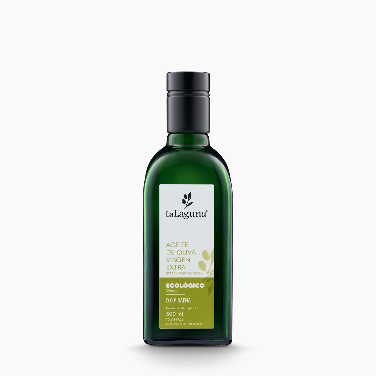 500 ml bottle of La Laguna Organic extra virgin olive oil from Andalusia, Spain.