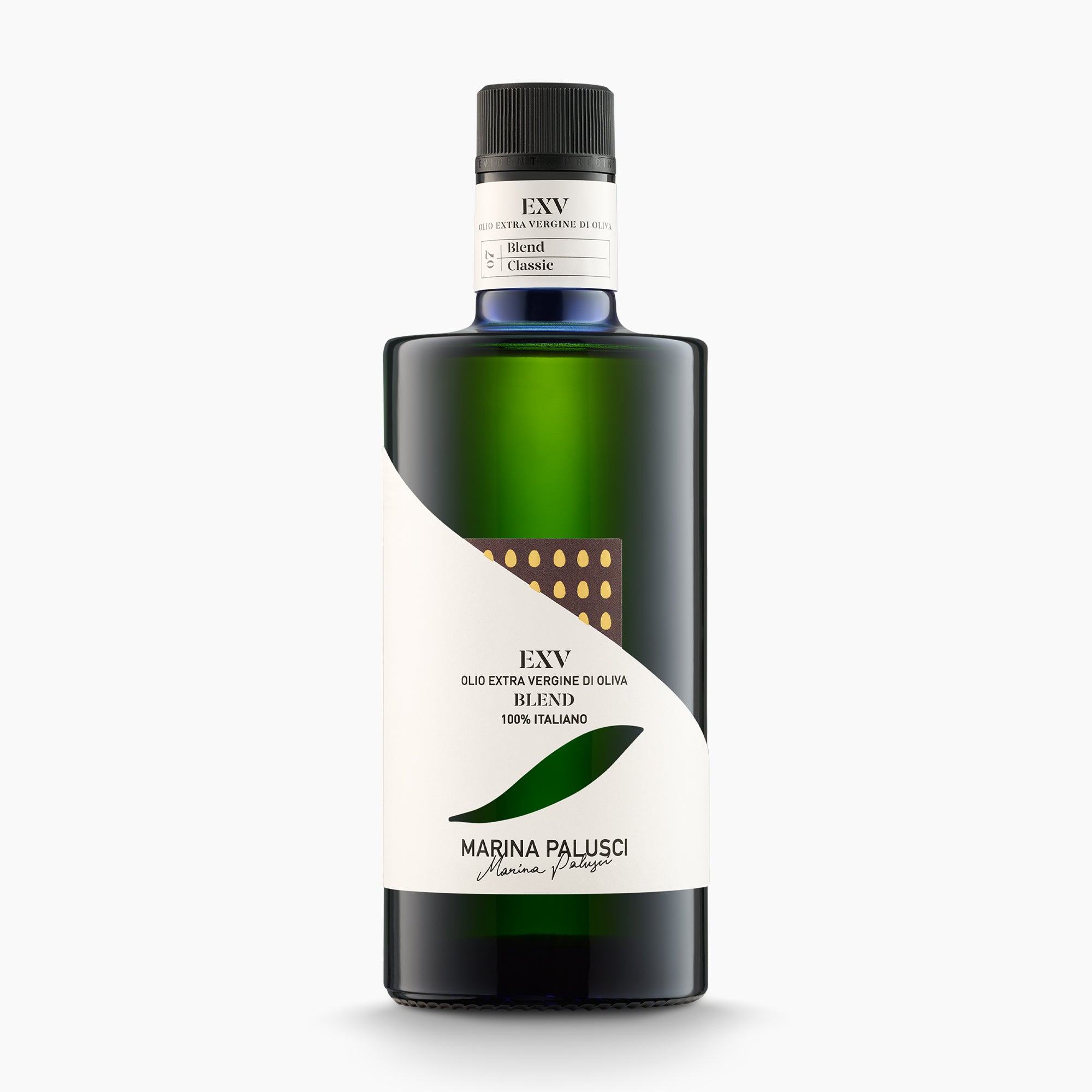 500 ml bottle of Marina Palusci L'Extravergine extra virgin olive oil from Abruzzo, Italy.
