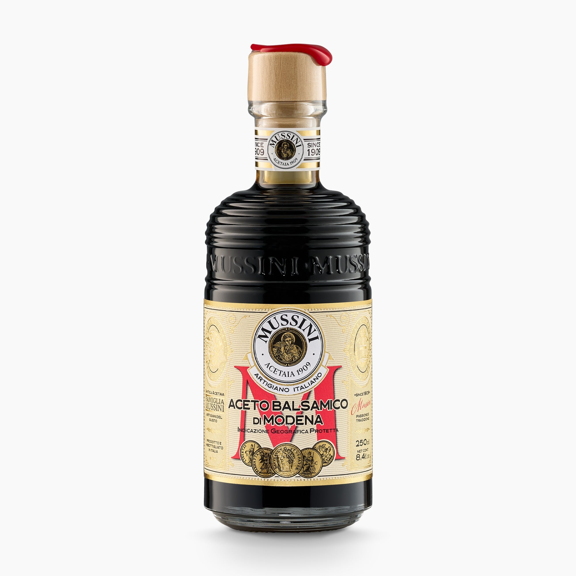 250 ml bottle of Mussini Belle Epoque 5 Medal Balsamic Vinegar of Modena IGP.