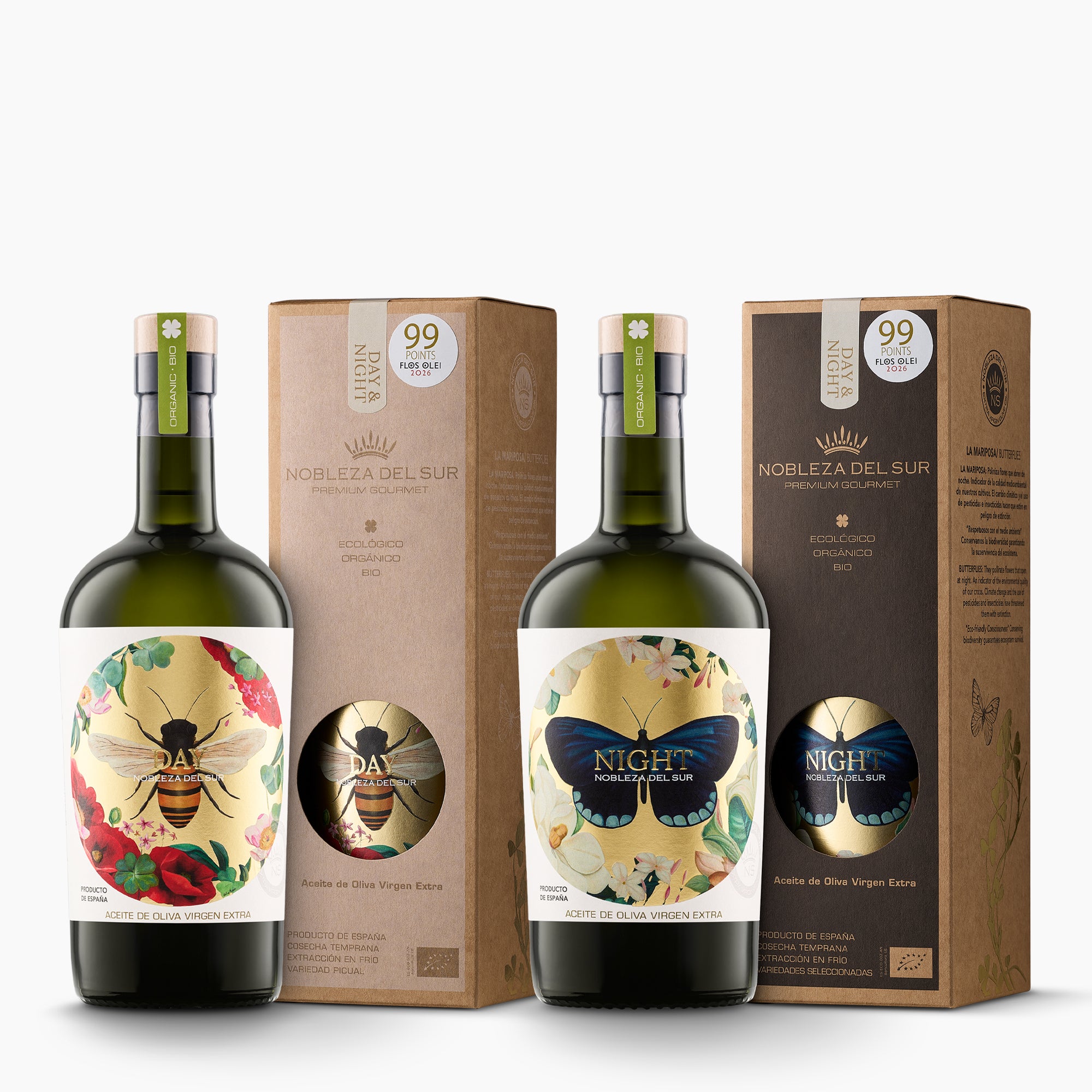 Nobleza del Sur Organic Day & Night Gift Set with two 500 ml bottles and their gift boxes.