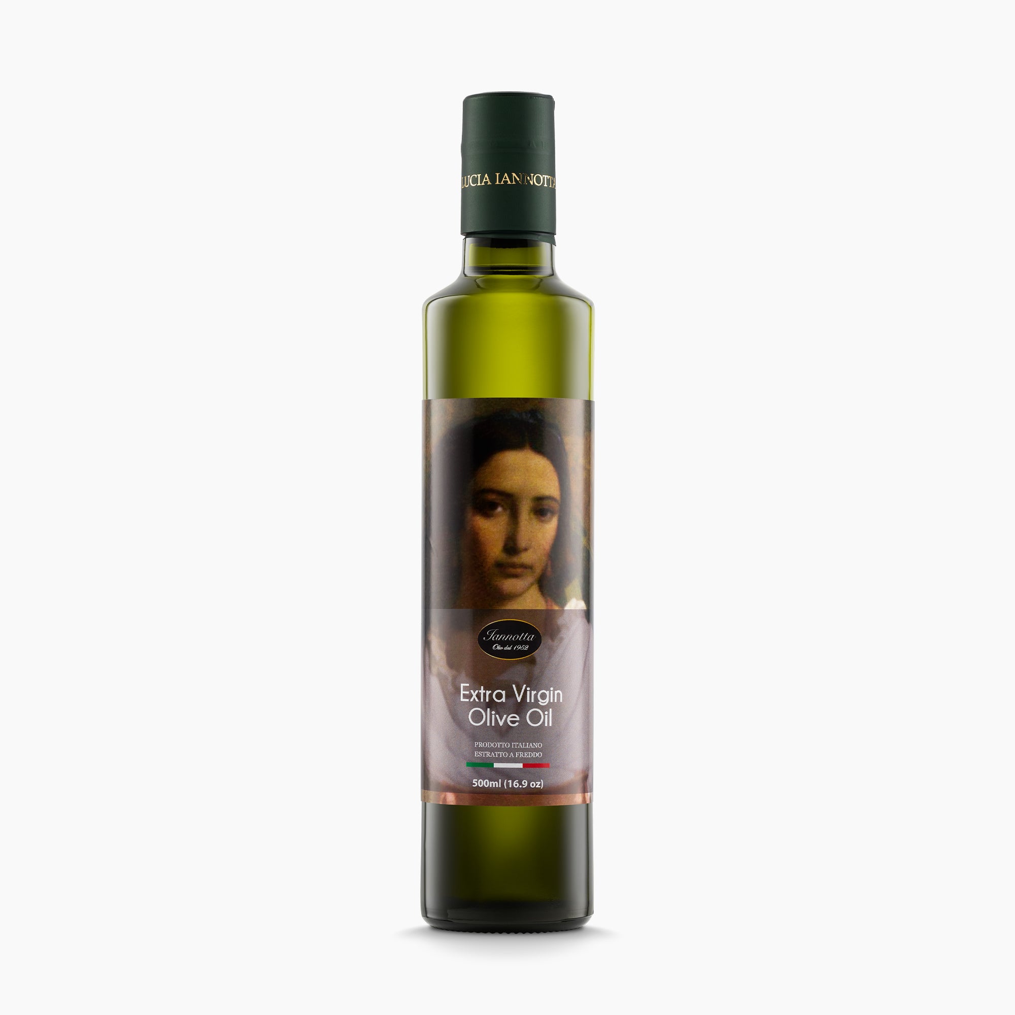 500 ml bottle of Iannotta Extra Virgin Olive Oil from Lazio, Italy.