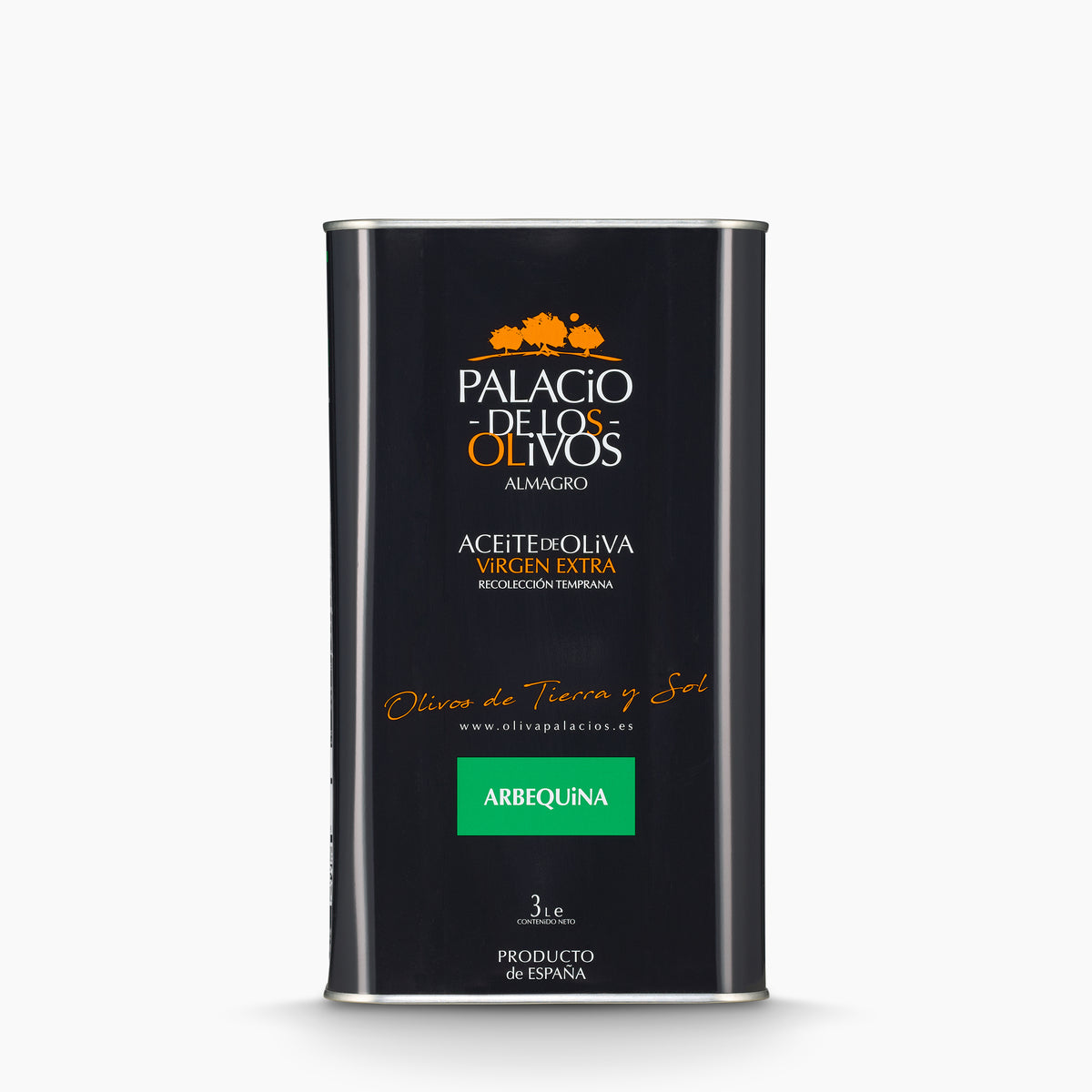 A 3L Tin of Palacio de los Olivos Arbequina extra virgin olive oil.