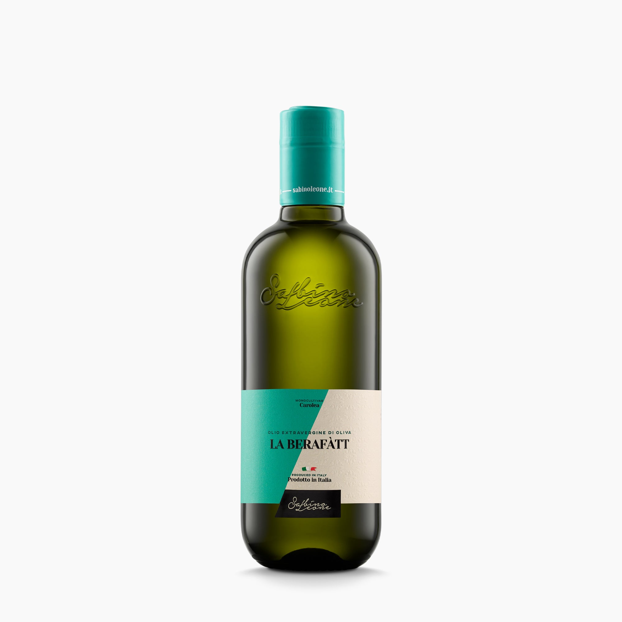 500 ml bottle of Sabino Leone La Berafatt extra virgin olive oil.