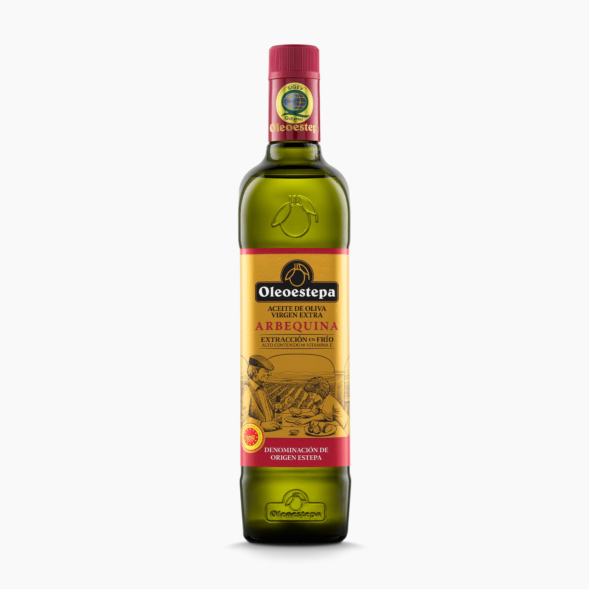 750 ml bottle of Oleoestepa Arbequina extra virgin olive oil from Andalusia, Spain.