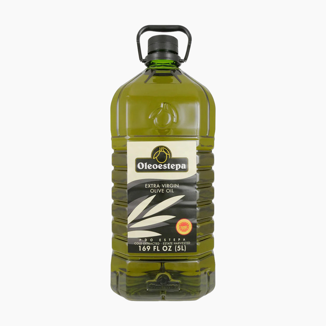 A 5L PET of Oleoestepa PDO Estepa extra virgin olive oil.