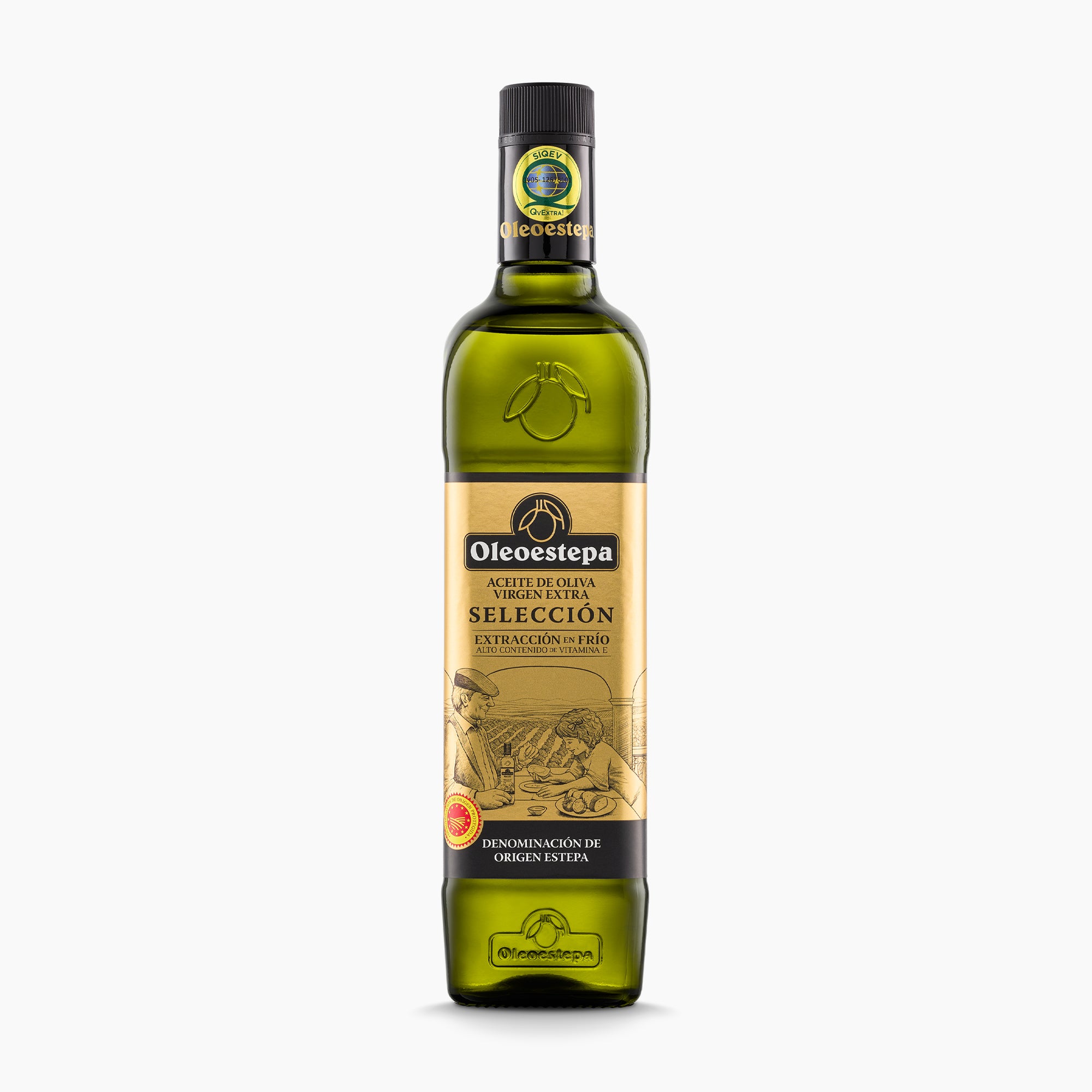 750 ml bottle of Oleoestepa Selección extra virgin olive oil from Andalusia, Spain.
