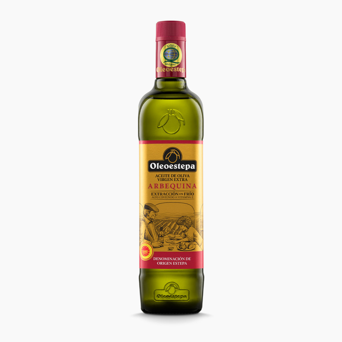 750 ml bottle of Oleoestepa Arbequina extra virgin olive oil from Andalusia, Spain.