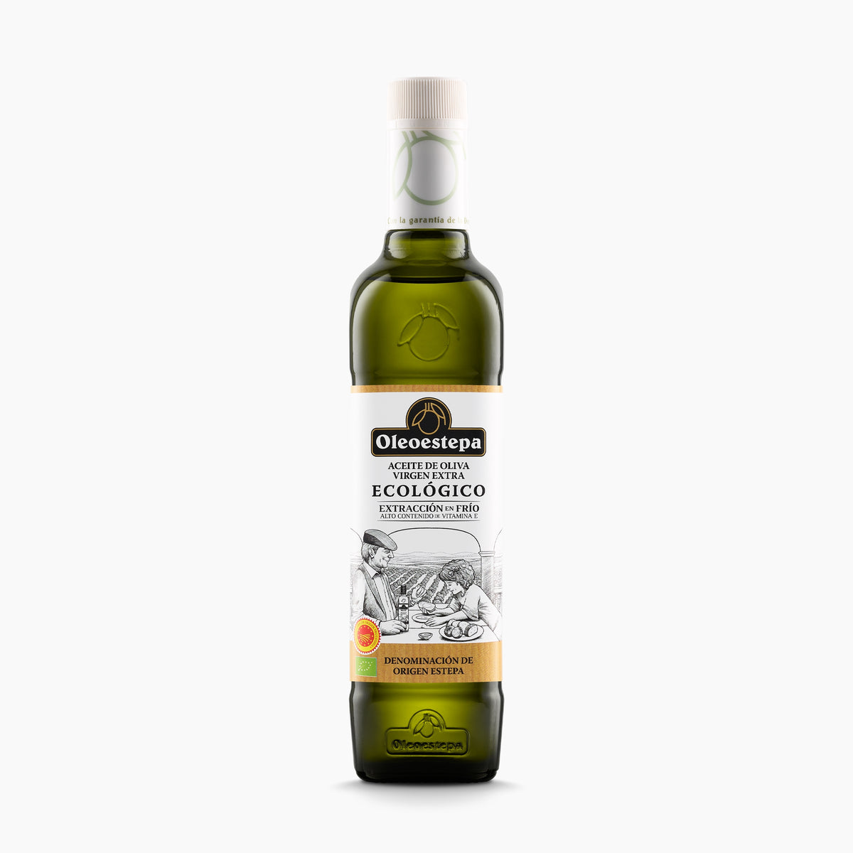 500 ml bottle of Oleoestepa Organic extra virgin olive oil from Andalusia, Spain.