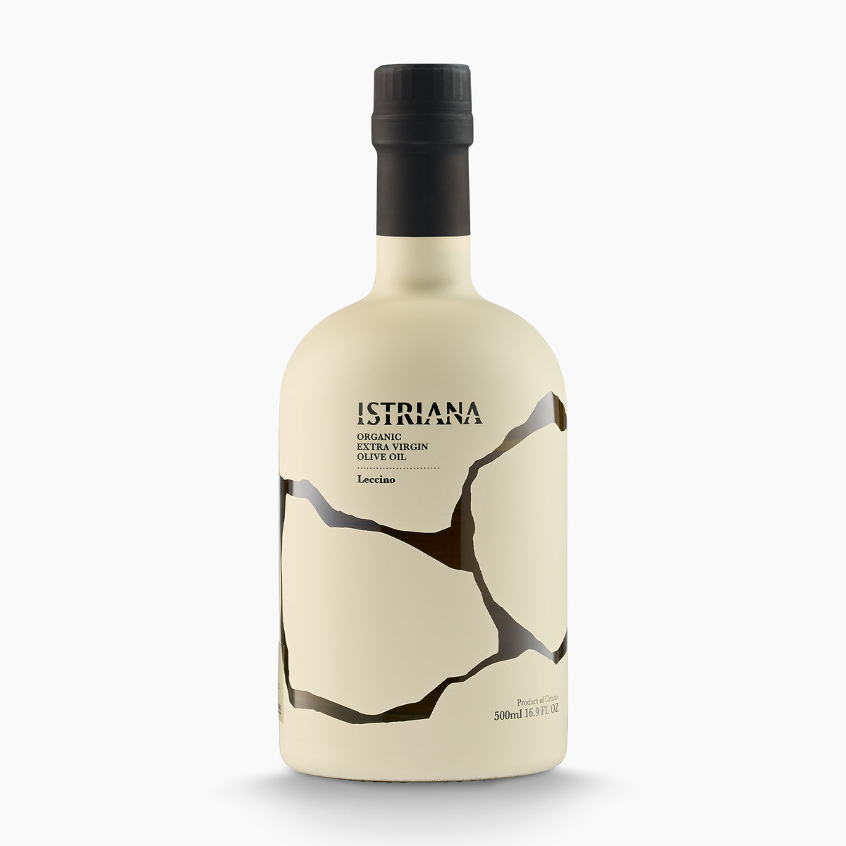 500 ml bottle of Istriana Organic Leccino extra virgin olive oil from Istria, Croatia.
