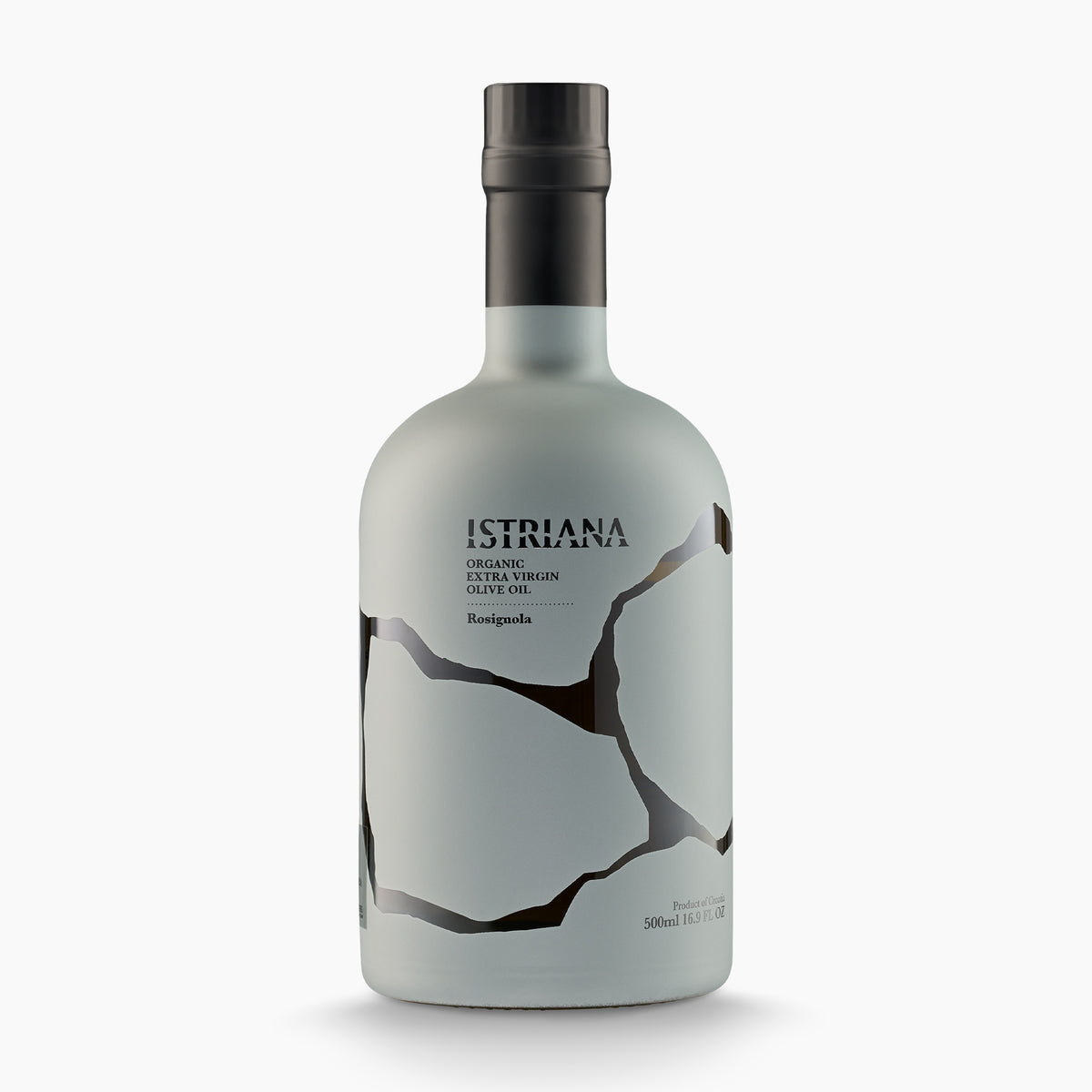 500 ml bottle of Istriana Organic Rosignola extra virgin olive oil from Istria, Croatia.
