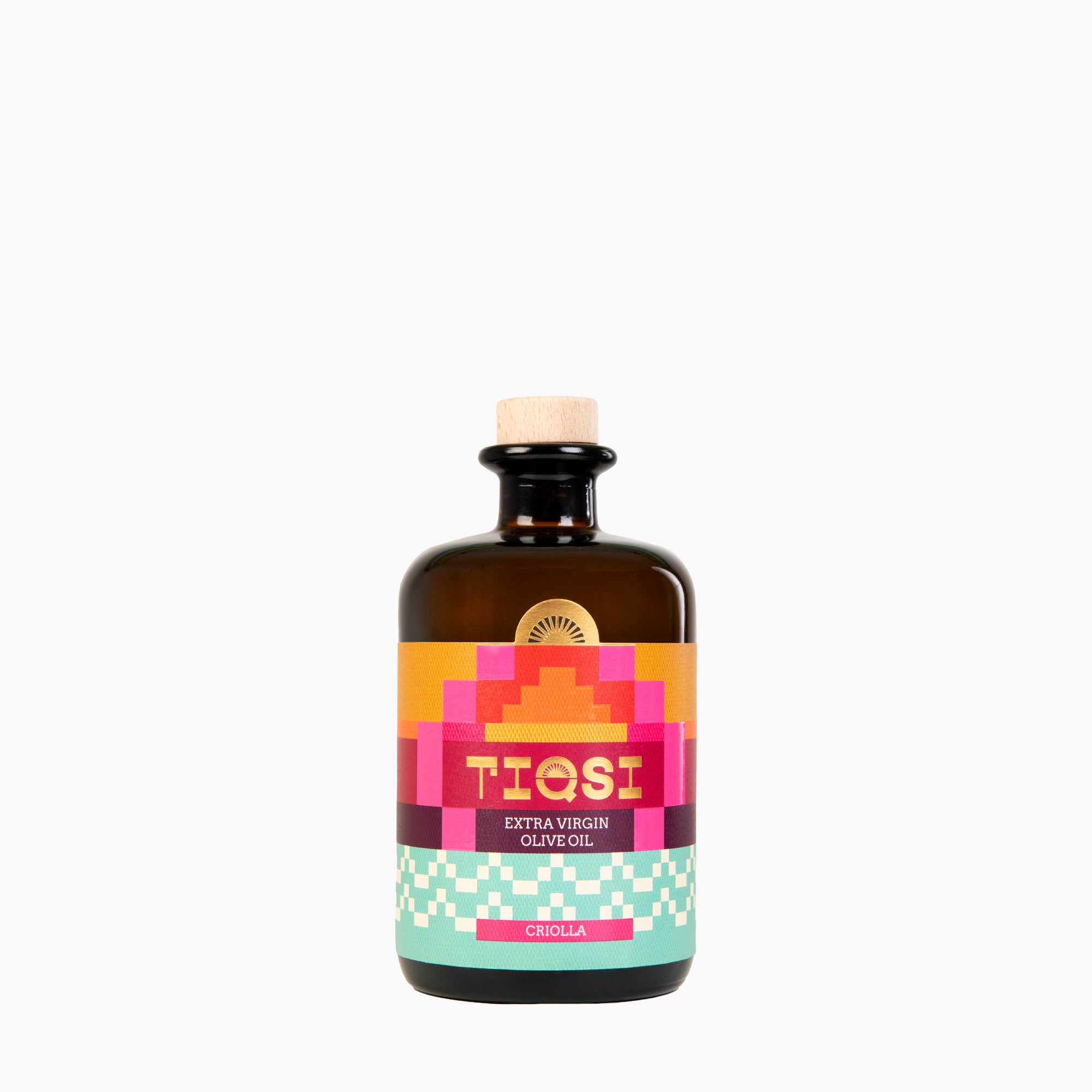 500 ml bottle of TIQSI Criolla Peruvian extra virgin olive oil.