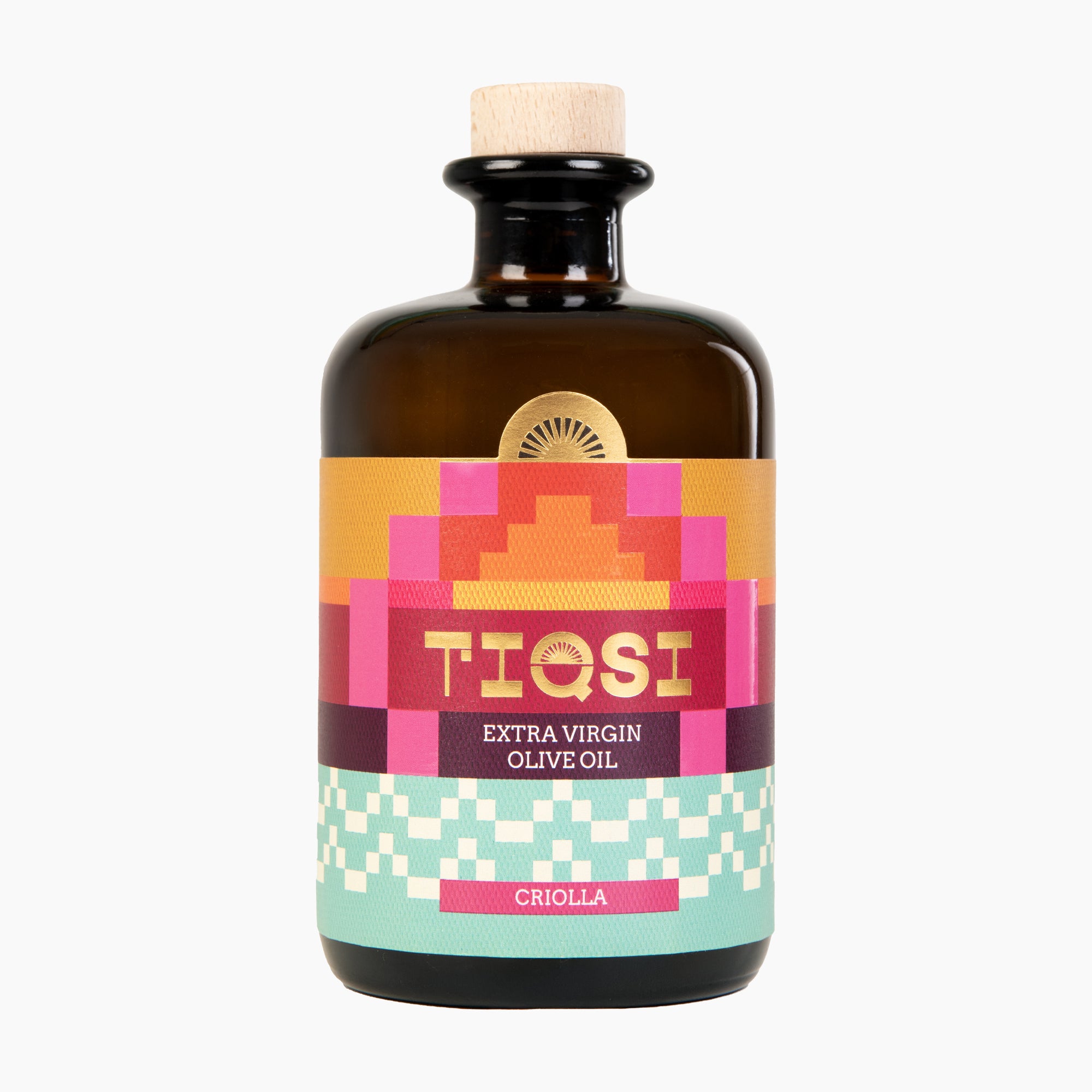 500 ml bottle of TIQSI Criolla Peruvian extra virgin olive oil.
