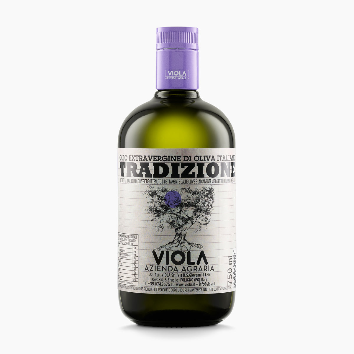 Viola Tradizione 750 ml extra virgin olive oil from Umbria, Italy.