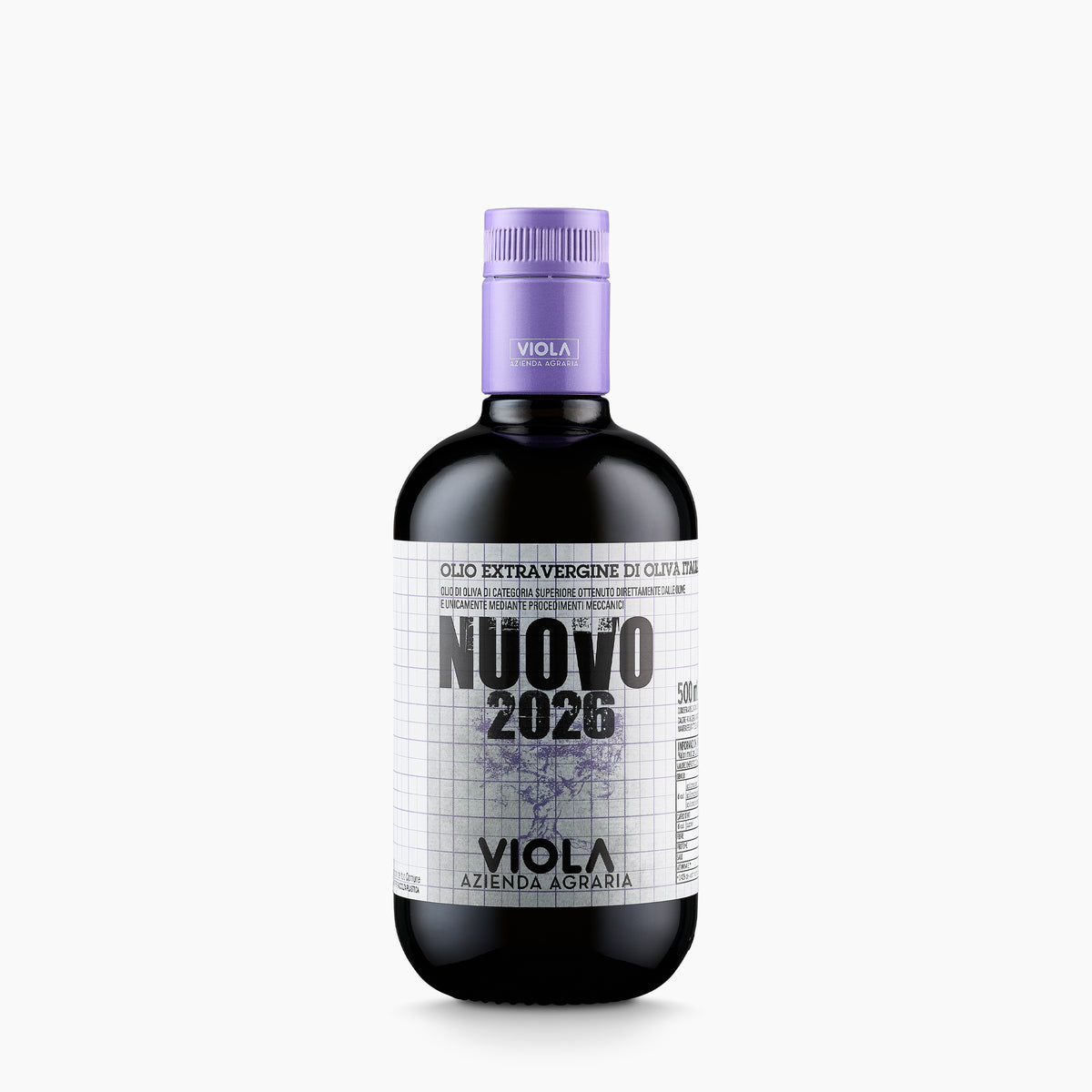 500 ml bottle of Viola Nuovo extra virgin olive oil from Umbria, Italy.