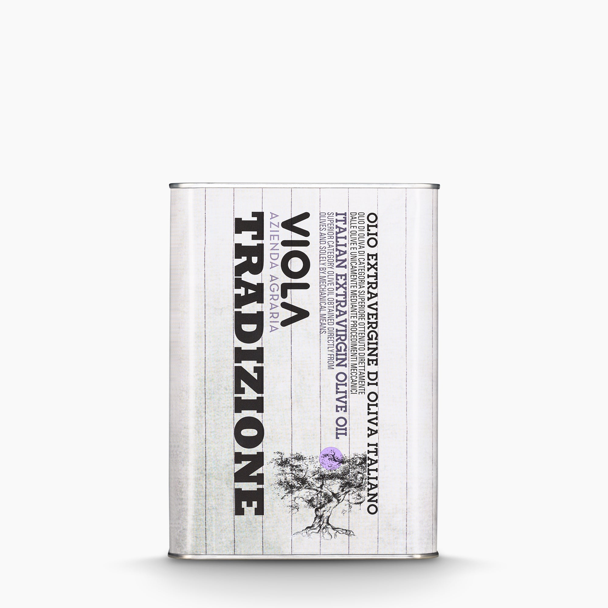 A 3L Tin of Viola Tradizione extra virgin olive oil from Umbria, Italy.