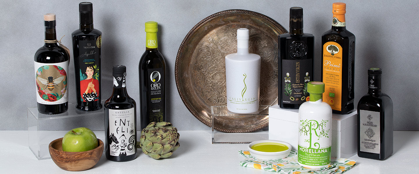 An assortment of premium extra virgin olive oils available at Olive Oil Lovers.